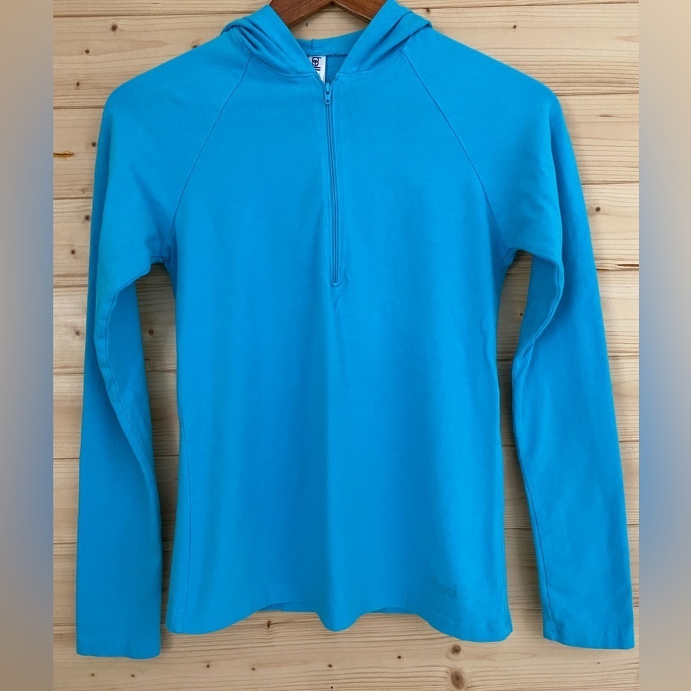 BELLA Women’s Small Turquoise Zip Soft Stylish Logo Sweatshirt Hooded Hoodie